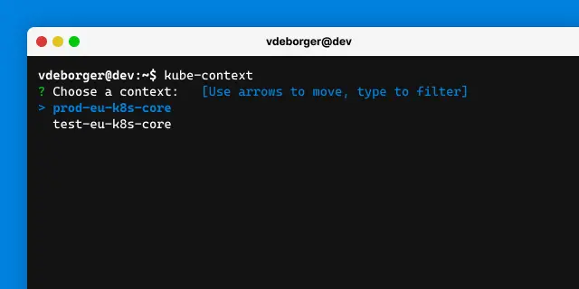 Image showing kube-context (CLI tool), which is a personal project